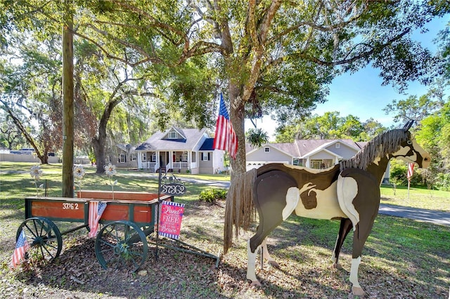 view of home's community with a yard