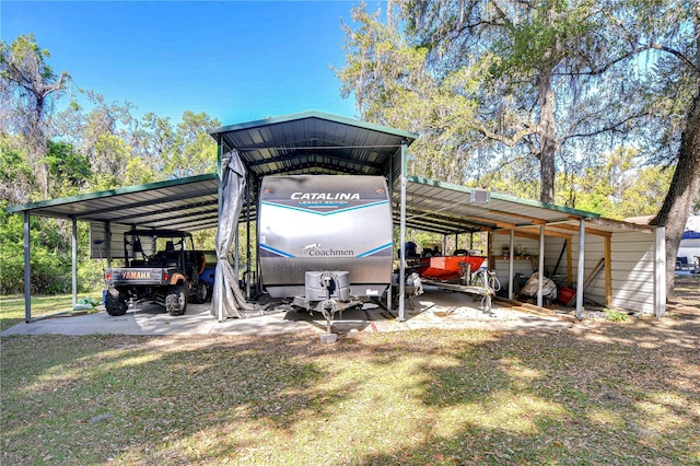 view of car parking featuring a detached carport