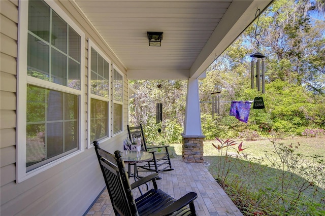 view of patio featuring covered porch
