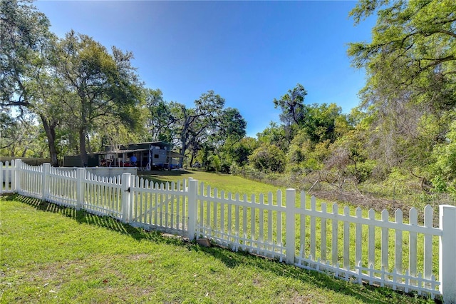 view of yard with a fenced front yard