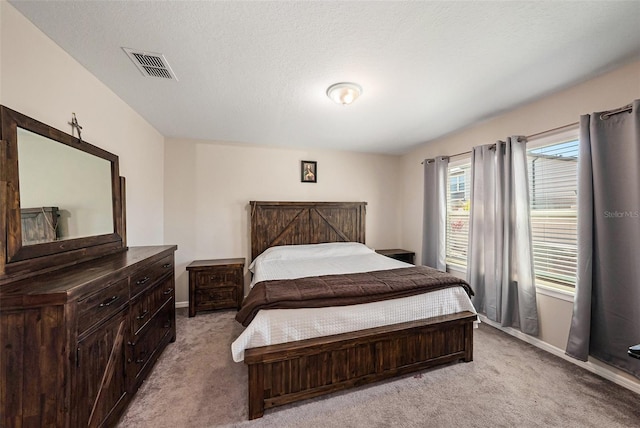30364 Marquette Ave, Wesley Chapel, FL 33545 - bedroom featuring baseboards, a textured ceiling, visible vents, and light carpet