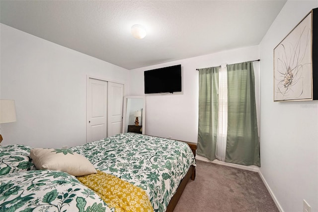 30364 Marquette Ave, Wesley Chapel, FL 33545 - bedroom with carpet, a closet, a textured ceiling, and baseboards