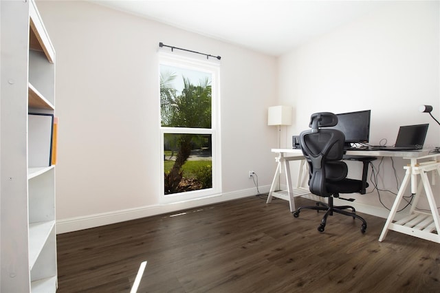 12140 74th St, Largo, FL 33773 - office area featuring baseboards and wood finished floors
