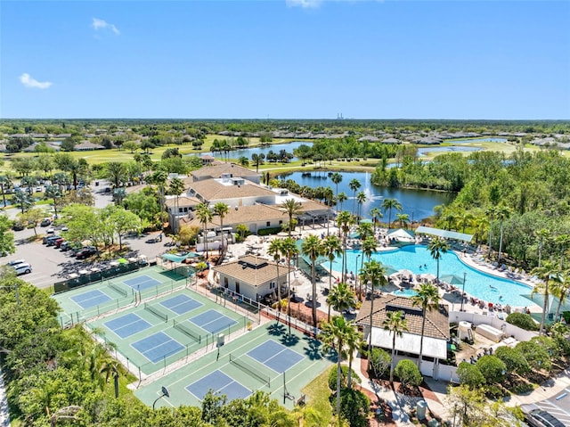 bird's eye view featuring a water view