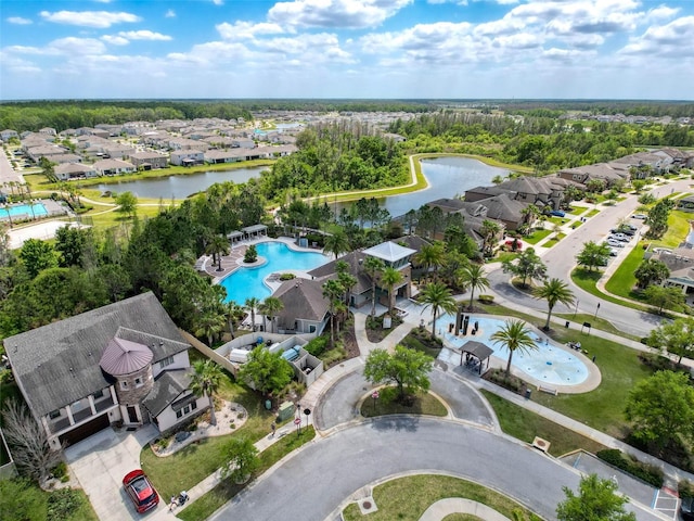 32101 Goddard Dr, Wesley Chapel, FL 33543 - bird's eye view with a water view and a residential view