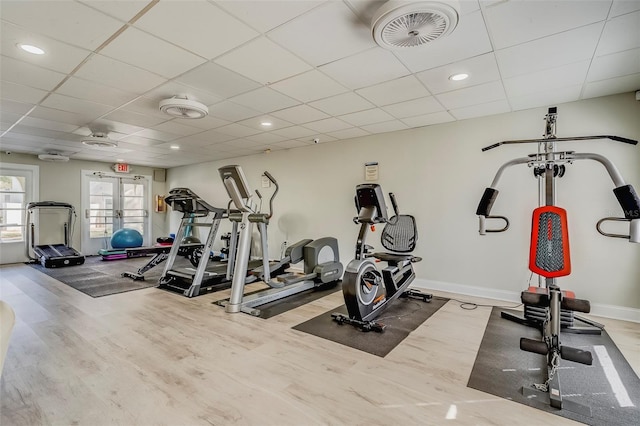 2700 Bayshore Blvd Unit 588, Dunedin, FL 34698 - gym with wood finished floors and a paneled ceiling