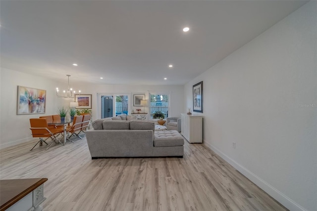 2700 Bayshore Blvd Unit 588, Dunedin, FL 34698 - living area with a chandelier, light wood finished floors, and recessed lighting