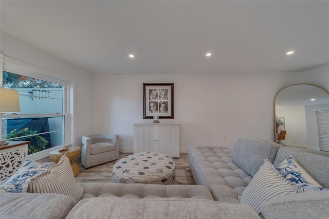 2700 Bayshore Blvd Unit 588, Dunedin, FL 34698 - living room with recessed lighting, wood finished floors, and arched walkways