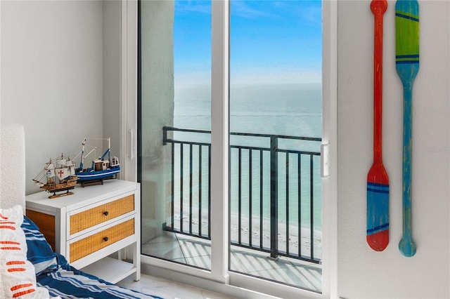 bedroom with a water view