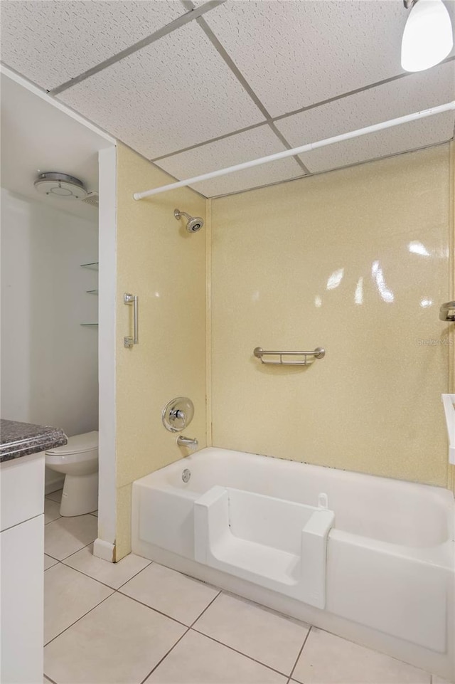 19029 US Highway 19 N Unit 2-12, Clearwater, FL 33764 - full bathroom with tile patterned floors, a drop ceiling, shower / bath combination, toilet, and vanity