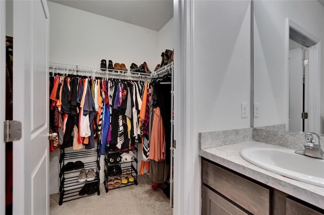 walk in closet with a sink
