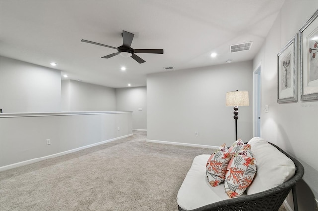 19398 Great Intention Way, Lutz, FL 33558 - sitting room with carpet, ceiling fan, visible vents, and recessed lighting