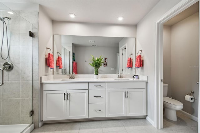 19398 Great Intention Way, Lutz, FL 33558 - bathroom featuring a sink, a shower stall, and double vanity