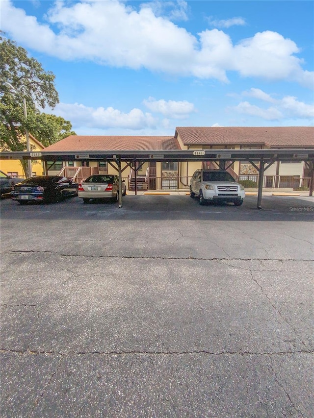 view of covered parking lot