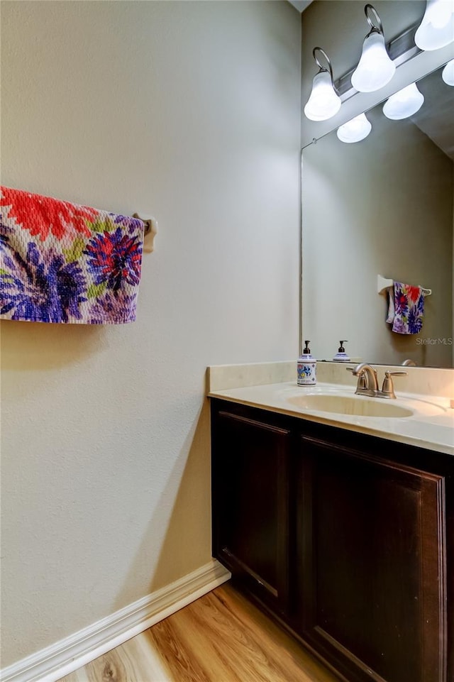 4250 Warwick Hills Dr, Wesley Chapel, FL 33543 - bathroom with vanity, wood finished floors, and baseboards