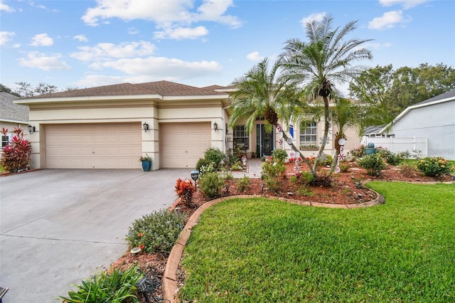 3503 Williston Loop, Land O Lakes, FL 34639 - view of front of home with stucco siding, a garage, driveway, and a front lawn