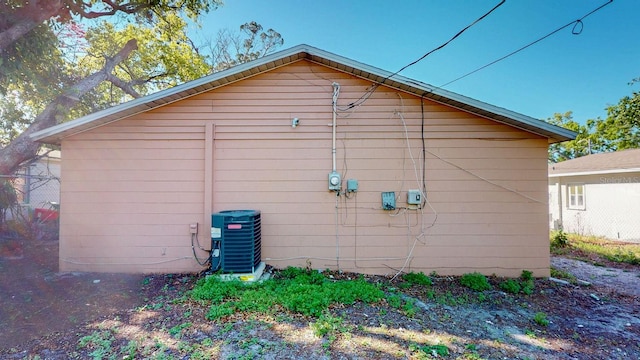 view of home's exterior featuring central AC