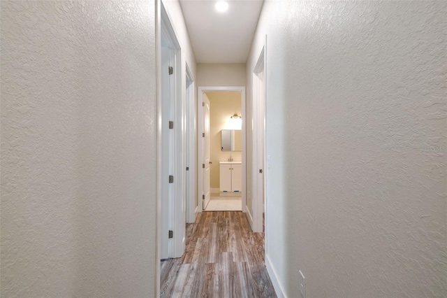 4559 Mitcher Rd, New Port Richey, FL 34652 - corridor featuring wood finished floors and a textured wall