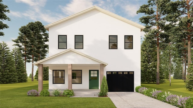 4985 16th Ave N, Saint Petersburg, FL 33710 - view of front of property featuring driveway, stucco siding, a front yard, and a porch