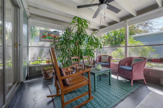 604 W Hilda St, Tampa, FL 33603 - sunroom / solarium with ceiling fan, an outdoor hangout area, and beamed ceiling
