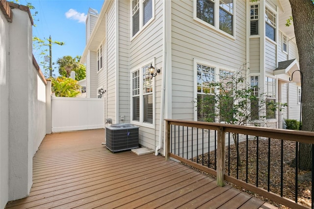 wooden terrace with central AC unit
