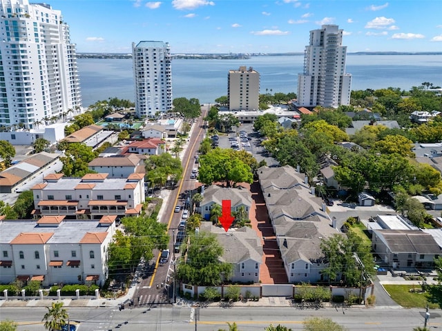 bird's eye view featuring a water view
