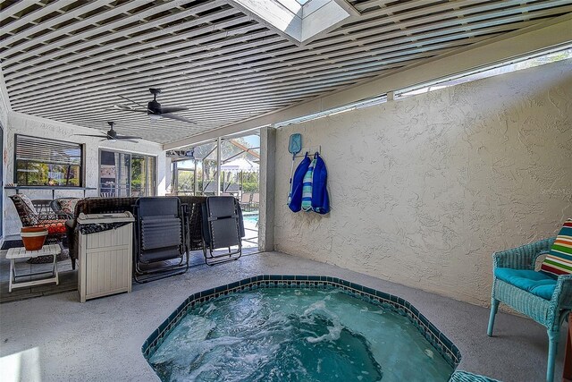 10 Arbor Ln, Oldsmar, FL 34677 - view of pool featuring an in-ground hot tub, ceiling fan, a patio, and a pool