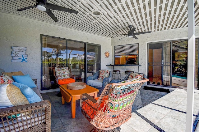 10 Arbor Ln, Oldsmar, FL 34677 - view of patio / terrace with ceiling fan and outdoor lounge area
