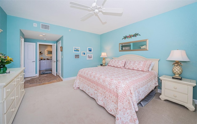 4801 Osprey Dr S Unit 508, Saint Petersburg, FL 33711 - bedroom with a ceiling fan, carpet floors, baseboards, and visible vents