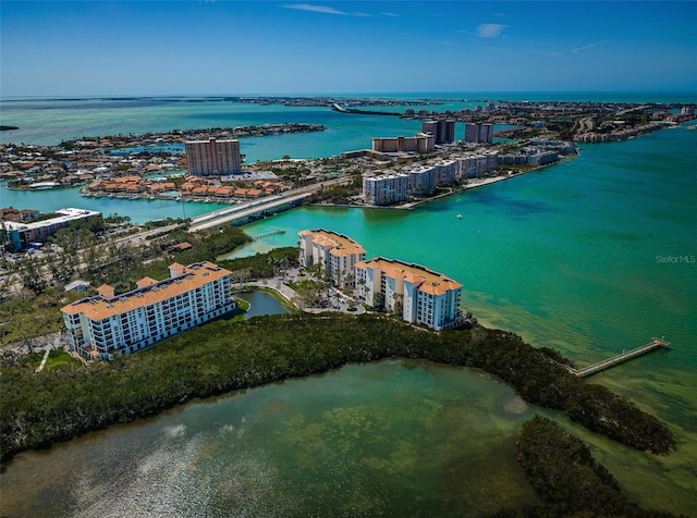 4801 Osprey Dr S Unit 508, Saint Petersburg, FL 33711 - drone / aerial view with a water view and a view of city