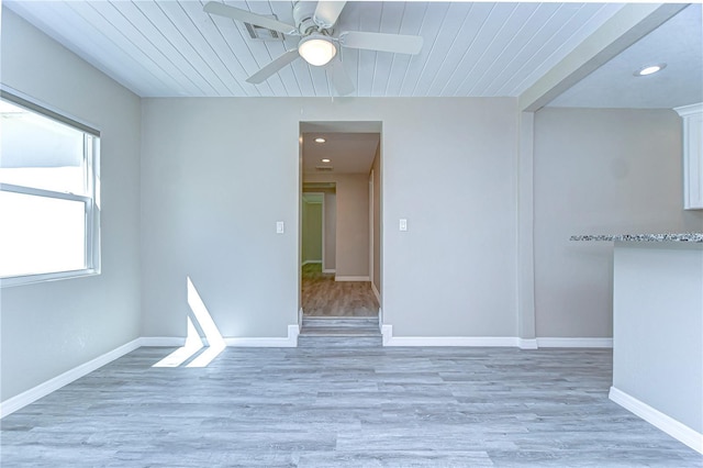 804 Shore Dr W, Oldsmar, FL 34677 - empty room featuring light wood-type flooring, baseboards, ceiling fan, and visible vents