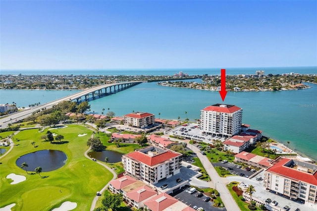 6265 Sun Blvd Unit 1201, Saint Petersburg, FL 33715 - birds eye view of property featuring a water view, a view of city, and view of golf course