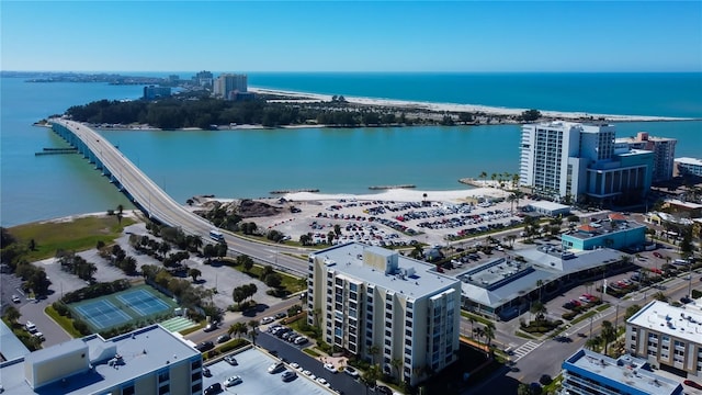 895 S Gulfview Blvd Unit 309, Clearwater Beach, FL 33767 - birds eye view of property featuring a water view and a view of city