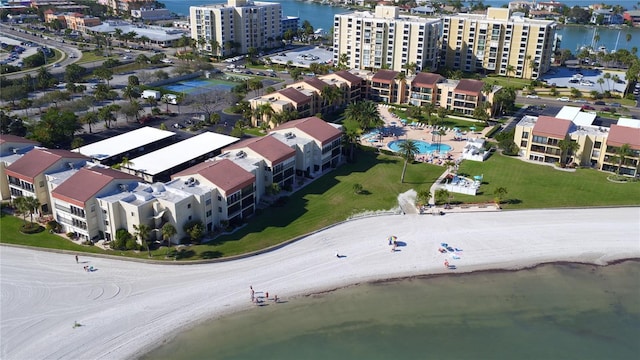 895 S Gulfview Blvd Unit 309, Clearwater Beach, FL 33767 - drone / aerial view featuring a water view and a view of city