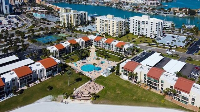 895 S Gulfview Blvd Unit 309, Clearwater Beach, FL 33767 - bird's eye view with a water view and a view of city