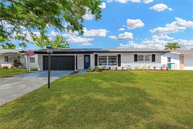 11361 88th Ave, Seminole, FL 33772 - ranch-style house featuring stucco siding, an attached garage, a front lawn, and concrete driveway