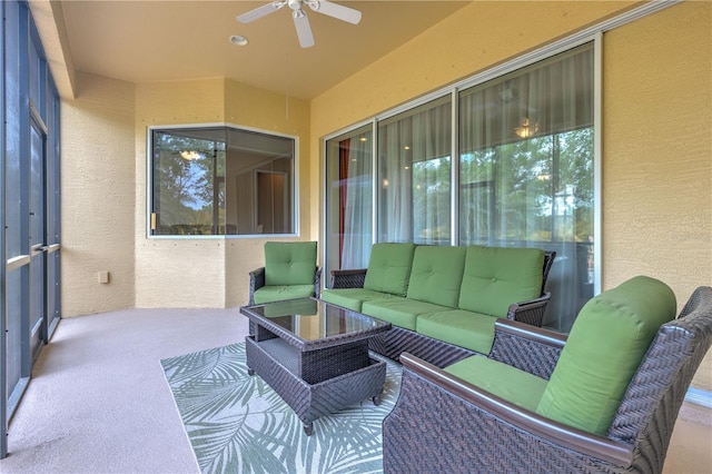 2218 132nd Pl E, Parrish, FL 34219 - view of patio / terrace with an outdoor hangout area and ceiling fan