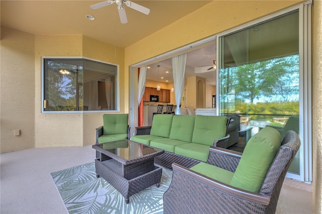 2218 132nd Pl E, Parrish, FL 34219 - view of patio / terrace featuring ceiling fan and outdoor lounge area
