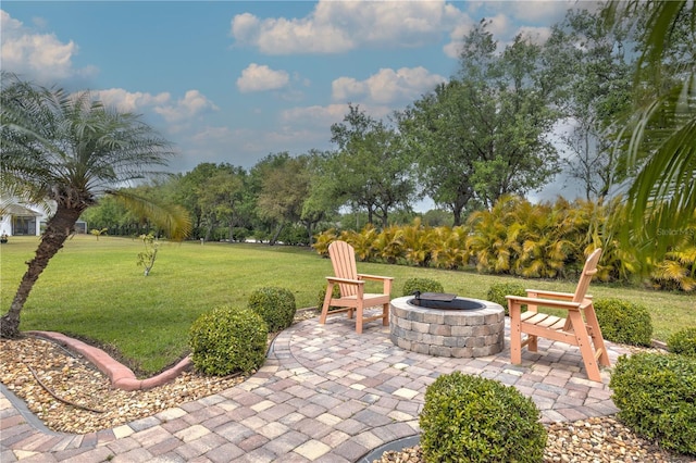 2218 132nd Pl E, Parrish, FL 34219 - view of patio / terrace featuring a fire pit