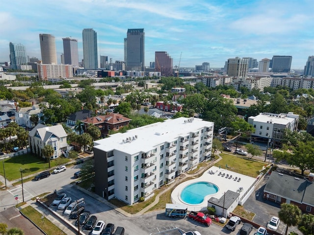 aerial view with a city view