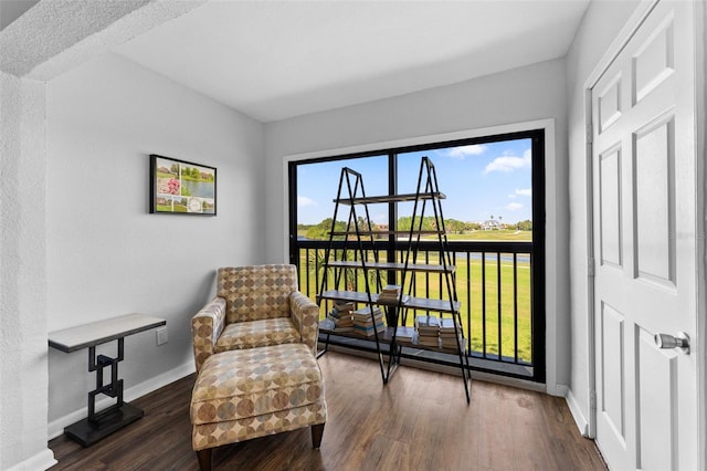 1901 Oyster Catcher Ln Unit 823, Clearwater, FL 33762 - sitting room featuring dark wood-style floors and baseboards