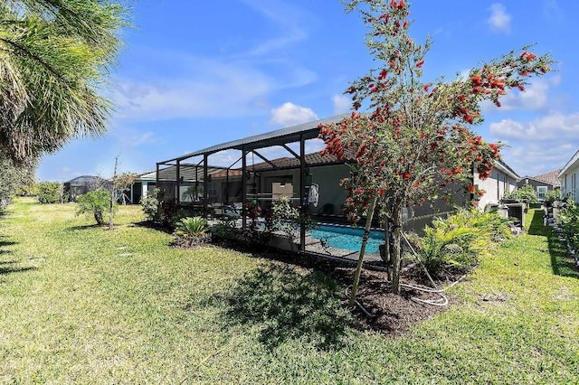 20647 Ovid Ln, Venice, FL 34293 - view of yard featuring an outdoor pool and a lanai