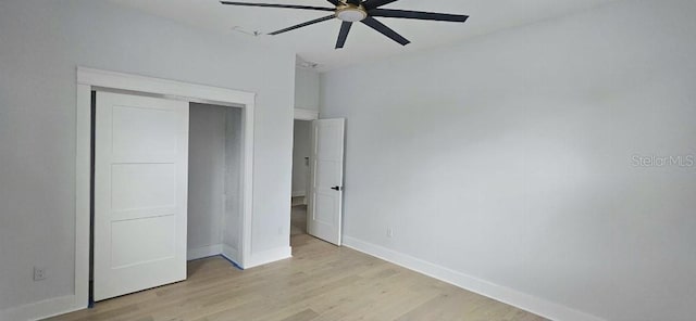 745 31st Ave N, Saint Petersburg, FL 33704 - unfurnished bedroom with light wood finished floors, a closet, and a ceiling fan