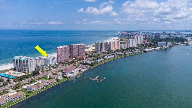 1350 Gulf Blvd Unit 301, Clearwater Beach, FL 33767 - aerial view featuring a city view and a water view