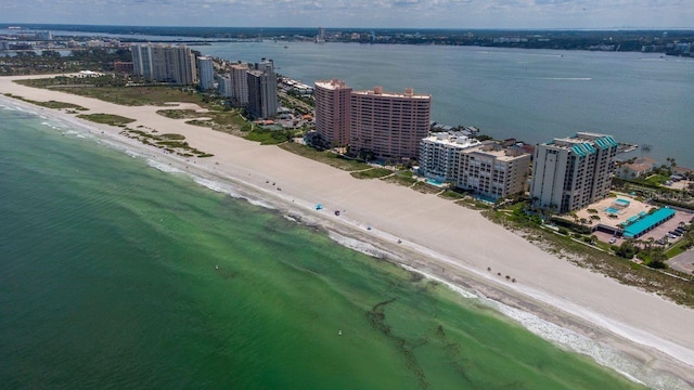 1350 Gulf Blvd Unit 301, Clearwater Beach, FL 33767 - bird's eye view featuring a city view, a view of the beach, and a water view