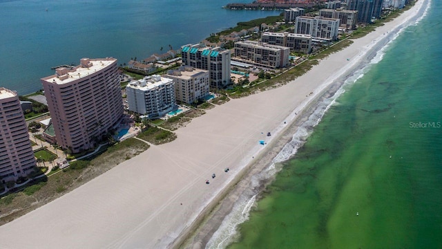 1350 Gulf Blvd Unit 301, Clearwater Beach, FL 33767 - drone / aerial view featuring a beach view and a water view