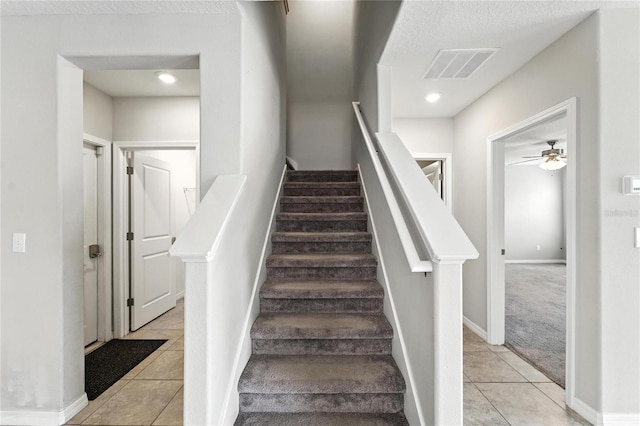 14050 Arbor Pines Dr, Riverview, FL 33579 - staircase with tile patterned flooring, a ceiling fan, and recessed lighting