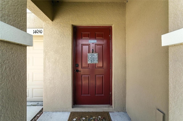 14050 Arbor Pines Dr, Riverview, FL 33579 - view of exterior entry featuring stucco siding