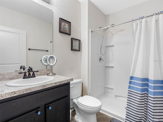 5946 81st Ave N, Pinellas Park, FL 33781 - bathroom with toilet, a shower with shower curtain, and vanity
