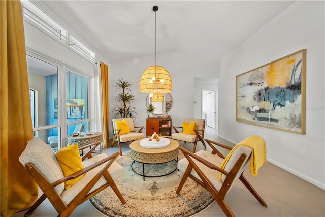 1810 Pine Hill Dr, Safety Harbor, FL 34695 - living area with lofted ceiling and baseboards